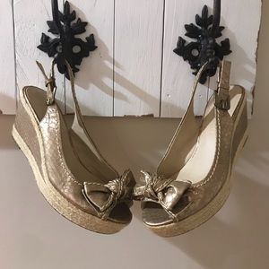 Franco Sarto wedge gold sandals